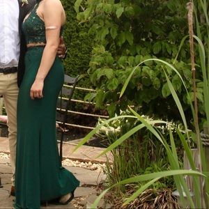 Emerald Green 2 piece prom dress